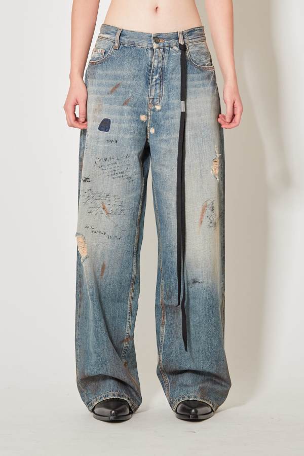 Jakoba 5-Pockets Straight Leg Loose Trousers - Vintage Blue